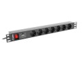 Lanberg Listwa zasilająca Rack PDU 19"  1U 10A 7X SCHUKO 2m czarny C14