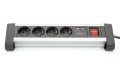 Digitus Listwa zasilająca biurowa 45° 4 gniazdowa, 2x USB (5V/2A) z możliwością obrotu o 290° aluminiowa HQ