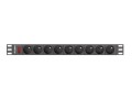 Lanberg Listwa zasilająca rack PDU 19 cali  1U 16A 9X 230V PL 3m czarny