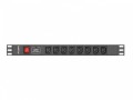 Lanberg Listwa zasilająca Rack PDU 19 cali 1U 16A 8X IEC C13 2m czarna C20