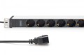 Digitus Listwa zasilająca PDU 19" Rack, 8x gniazdo ze stykami ochronnymi unischuko 16A/230V, 1x wtyczka IEC C20, 16A, przewód zasilający 2 m, Aluminio