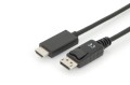 Digitus Kabel adapter DisplayPort 1.2 z zatrzaskiem 4K 60Hz UHD Typ DP/HDMI A M/M czarny 2m