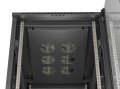Lanberg Szafa instalacyjna rack stojąca 19" 22U 600x1000 czarna drzwi   przeszkolne ( flat pack)