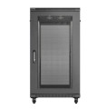Lanberg Szafa instalacyjna rack stojąca 19" 22U 600x1200 czarna drzwi   perforowane (flat pack)