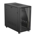 Lanberg Szafa instalacyjna rack stojąca 19" 22U 600x1200 czarna drzwi   przeszklone (flat pack)