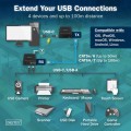 Digitus Przedłużacz (extender) po skrętce kat.6A  USB 3.1 Gen1 do 100m, 3x USB-A, 1x USB-C do 5 Gbps, 1x RJ45 (Gigabit Ethernet) - zestaw (odbiornik/n