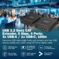 Digitus Przedłużacz (extender) po skrętce kat.6A  USB 3.1 Gen1 do 100m, 3x USB-A, 1x USB-C do 5 Gbps, 1x RJ45 (Gigabit Ethernet) - zestaw (odbiornik/n