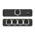 Qoltec Rozdzielacz splitter Ethernet  mini SWITCH 1x4 RJ45 | 1000Mb/s | USB-C | Aluminium