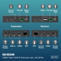 Digitus Przedłużacz (extender) światłowodowy HDMI 4K/60Hz z KVM USB 1.1 przez IP 1G lub do 40km/300m, max. 253 odbiorniki, HDMI Loop-Out, Audio - zest