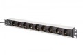 Digitus Listwa zasilająca PDU Rack 19" z bezpiecznikiem przeciążeniowym, 9 gniazd Schuko CEE 7/3 (45°), kabel 2m wtyk IEC C14, 10A, aluminiowa