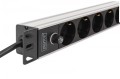 Digitus Listwa zasilająca PDU Rack 19" z bezpiecznikiem przeciążeniowym, 9 gniazd Schuko CEE 7/3 (45°), kabel 2m wtyk IEC C14, 10A, aluminiowa