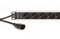 Digitus Listwa zasilająca PDU Rack 19" z bezpiecznikiem przeciążeniowym, 9 gniazd Schuko CEE 7/3 (45°), kabel 2m wtyk IEC C14, 10A, aluminiowa