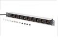 Digitus Listwa zasilająca PDU Rack 19" z bezpiecznikiem przeciążeniowym, 9 gniazd Schuko CEE 7/3 (45°), kabel 2m wtyk IEC C14, 10A, aluminiowa