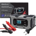 Qoltec Mikroprocesorowa ładowarka 12V 10A | Prostownik z funkcją naprawy do akumulatora AGM GEL LiFePO4 | LCD