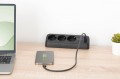 Digitus Listwa zasilająca biurkowa, 3 gniazda Schuko, 2x USB-A (2x 12W), 1x USB-C (30W) z zaciskiem na blat, kabel 1,5m, czarna