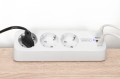 Digitus Listwa zasilająca biurkowa, 3 gniazda Schuko, 2x USB-A (2x 12W), 1x USB-C (30W) z zaciskiem na blat, kabel 1,5m, biała