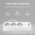Digitus Listwa zasilająca biurkowa, 3 gniazda Schuko, 2x USB-A (2x 12W), 1x USB-C (30W) z zaciskiem na blat, kabel 1,5m, biała