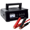 Qoltec Mikroprocesorowa ładowarka 12V 24V 25A | Prostownik z funkcją naprawy do akumulatora AGM GEL SLA | LCD