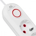 Maclean Listwa zasilająca MCE394 W 3 gniazda 3xUSB, 110-240V AC 50/60, 2.1A max 2500W, biała