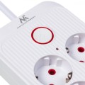 Maclean Listwa zasilająca MCE389 W 6 gniazd 4xUSB-A 1xUSB-C 110-240V, AC 50/60Hz, 2.1A max 2500W biała