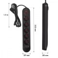 Maclean Listwa zasilająca MCE395 B 5 gniazd 3xUSB, 110-240V AC 50/60Hz, 2.1A max 2500W, czarna