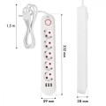 Maclean Listwa zasilająca 5 gniazd MCE395 W 3xUSB, 110-240v AC 50/60Hz, 2,1A max 2500W, biała