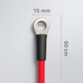 Qoltec Przewód akumulatorowy z końcówkami konektorowymi M8 | Kabel z     oczkiem 8mm | 60cm | Czerwony