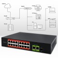 Qoltec Przełącznik sieciowy SWITCH FAST Ethernet PoE | 16x RJ45 10/100  Mb/s | 2x RJ45 Uplink 1000 Mb/s | 1x SFP 1000Mb/s