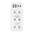 Maclean Rozdzielacz na 3 gniazda MCE248 F/W 2xUSB-A 2xUSB-C biały