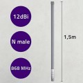 Qoltec Antena LoRa | 12dBi | dookólna | zewnętrzna | włókno szklane |   868 MHz | 1.5m