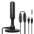 Qoltec Wewnętrzna Antena TV DVB-T2 ze wzmacniaczem sygnału i magnetyczną podstawą | 4K | 28dBi | 5m