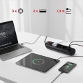Maclean Listwa zasilająca MCE394 B, 1,5m|3 gniazda + 3xUSB. 110-240V AC 50/60Hz, 2.1A max 2500W, czarna