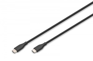 Digitus Kabel połączeniowy silikonowy USB-C - USB-C, USB 2.0 60W, 1m Czarny