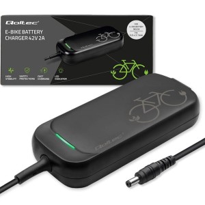 Qoltec Ładowarka do roweru skutera elektrycznego 36V | 42V | 2A | 5.5*2.1 | wodoodporna + kabel zasilający