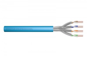 Digitus Kabel teleinformatyczny instalacyjny kat.6A, S/FTP, Eca, drut, AWG 23/1, LSOH, 50m ofoliowany, niebieski