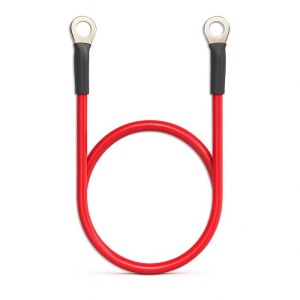Qoltec Przewód akumulatorowy z końcówkami konektorowymi M8 | Kabel z     oczkiem 8mm | 60cm | Czerwony