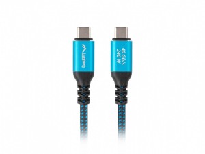 Lanberg Kabel USB-C M/M USB4 0,5m 240W 8K 60HZ czarno-niebieski