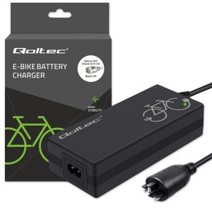 Qoltec Ładowarka do roweru elektrycznego 36V | 42V | 2A | wtyczka Bosch 3Pin + kabel zasilający