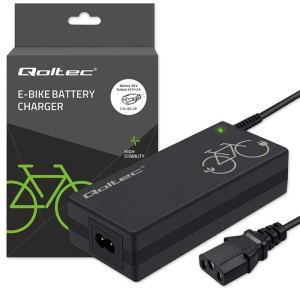 Qoltec Ładowarka do roweru elektrycznego 36V | 42V | 2A | C14-IEC-3Pin + kabel zasilający