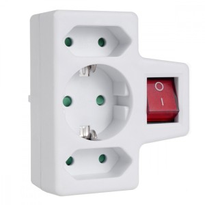 Maclean Gniazdko 1x16A 2x2.5A Schuko MCE215 z włącznikiem/wyłącznikiem, maks obciążenie 3680W, 2x wtyczka euro, 1x schuko