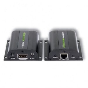 Techly Extender HDMI po skrętce Cat.5e/6/6a/7 do 60m, z odbiornikiem  IR, czarny