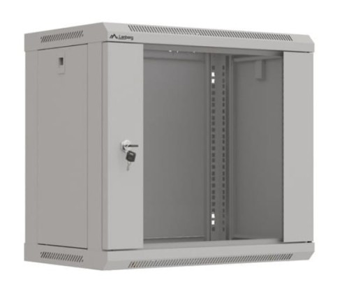 Lanberg Szafa instalacyjna rack wisząca 19" 9U 540x350 szara drzwi przeszklone ( flat pack)