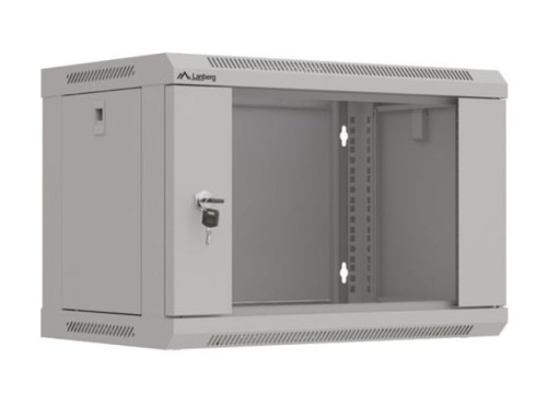 Lanberg Szafa instalacyjna rack wisząca 19" 6U 540x350 szara drzwi przeszklone ( flat pack)