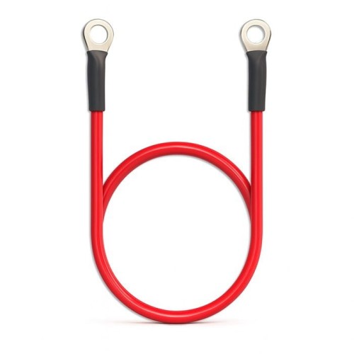 Qoltec Przewód akumulatorowy z końcówkami konektorowymi M8 | Kabel z     oczkiem 8mm | 60cm | Czerwony