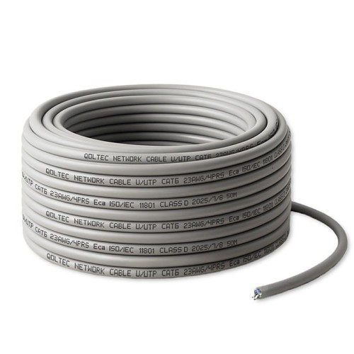 Qoltec Kabel patchcord sieciowy skrętka UTP | Miedziany Cu | CAT6 | Highspeed 1Gb/s | LAN | 50m | Szary