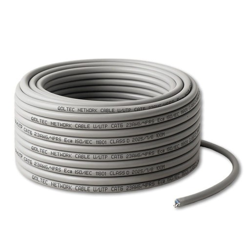 Qoltec Kabel patchcord sieciowy skrętka UTP | Miedziany Cu | CAT6 | Highspeed 1Gb/s | LAN | 100m | Szary