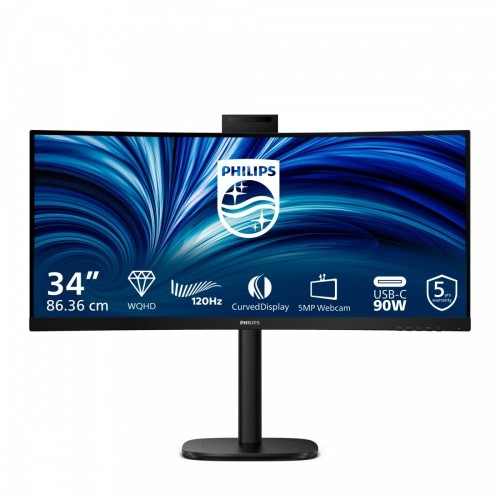 Philips Monitor 34 cale 34B2U3600CH Curved VA HDMIx2 DP HAS USB-C RJ45 KVM