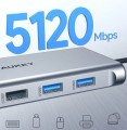 AUKEY CB-C89 aluminiowy Hub USB-C | 10w1 | RJ45 Ethernet 10/100/1000Mbps | 4xUSB | HDMI 4k@30Hz | SD i microSD | USB-C Power Delivery 100W