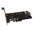 AXAGON PCEM2-DC Adapter wewnętrzny PCIe x4, 1x M.2 NVMe M-key + 1x SATA B-key slot, chłodnica, SP &amp; LP + radiator