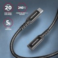 AXAGON BUCM32-CF15AB Kabel przedłużacz Gen2 USB-C - USB-C 1.5m, 5A, 20Gbps, PD 240W, oplot, czarny